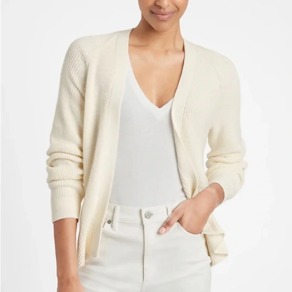 Banana Republic Organic Cotton Open Front Cardigan Cream - Picture 10 of 10
